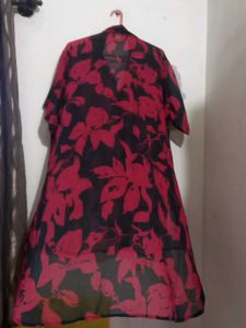 Black N Red Colour Long Shirt Typ With Inner