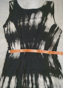 Cotton Midi Tie-dye Dress With Gold Neckline