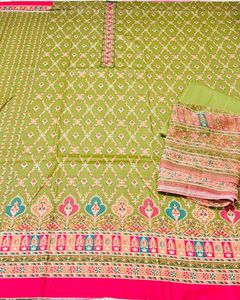 Green Printed Salwar Kameez Fabric