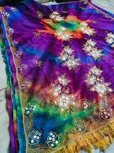 Multi Color Very Beautiful Saree Moti Work