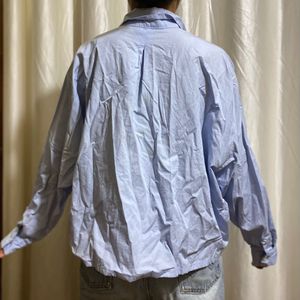 Light Blue Button Down Crop Shirt