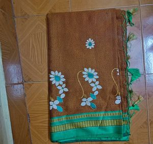 Elegant Brown &amp; Green Sari