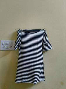 Black And White Striped Kurthi