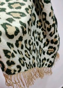 Leopard Print Scarf with Fringe