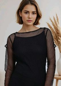 Hot 🔥 Chic Black Mini Mesh Dress for Night or par