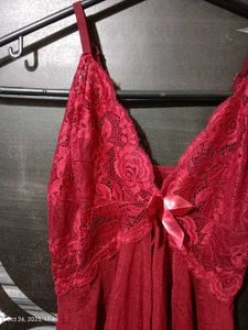 Maroon Lace Babydoll Lingerie