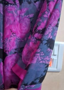 Rose With Grey Color Soft Saree  Georget Sare