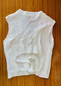 White Knit Vest Top