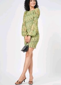 Green Floral Mini Dress