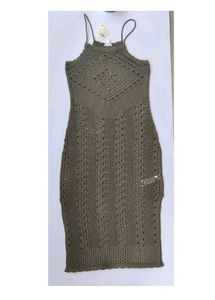 Olive color crochet dress