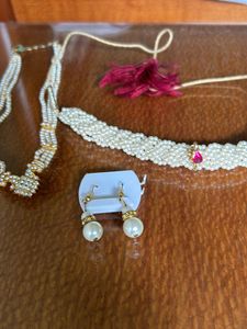 -Pearl Neckpeice+ Earrings