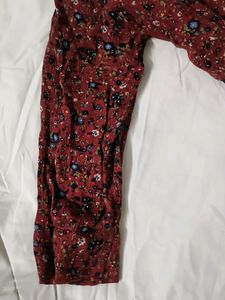 Flower Print Shirt Pattern Crop Top