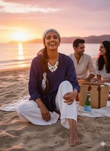 💙Boho Chic,Effortless Fit|NEXT Navy Tassel Tunic✨