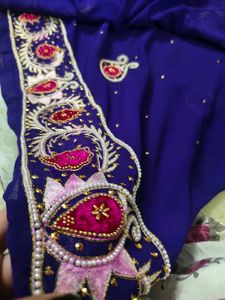 Aari Unique Work Saree With Blouse,,,,🤩