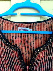 Elegant Plus Size Printed Kurta With Embroidery