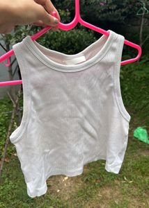 White Ribbed Tank Top