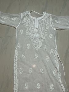 White And Black Chikankari Kurti