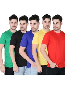 Men Solid Round Neck T Shirt Pack Of 5