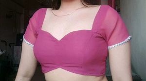 Sheer Mesh Padded Georgette Back Hook Blouse