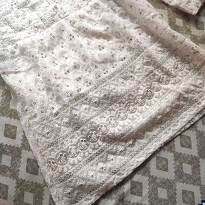 White Embellished Short Kurti