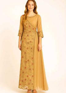 Elegant Beige Embroidered Dress 😍👑