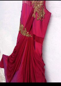 Elegant Maroon Embroidered Gown