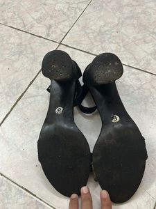 Black Glitter Block Heels