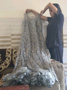 Partywear Grey Fashionable Gown