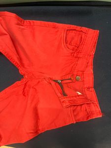 Reduced Price - Red Cotton Pant For Casual Meeting