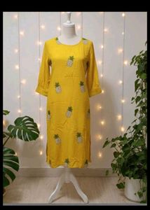 Yellow Pineapple Print Kurta
