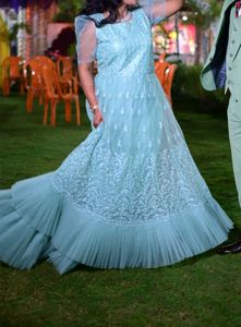 Elegant Blue Embellished Gown