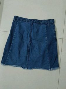 Two-Tone Denim Mini Skirt
