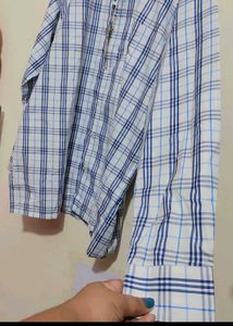 Blue Check Print Shirt For 48 Chest