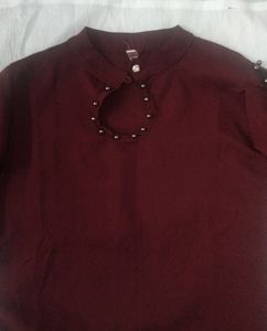 Maroon Korean Crop Top