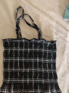 Chic Black Plaid Smocked Ruffle Crop Top