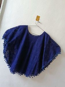 Blue Lace Pom-Pom Cover-Up