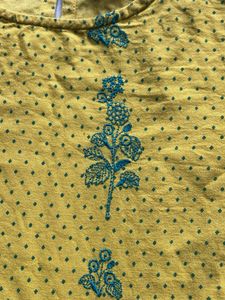 Yellow Embroidered Kurti