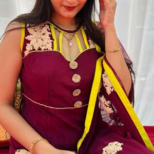 Elegant Maroon Anarkali Suit