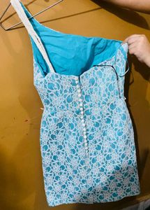 Blue Lace One Side Shoulder Bodycon Dress Newme