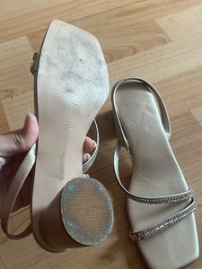 Champagne Gold Block Heel Sandals