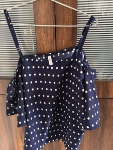 Polka Dot Cold Shoulder Top