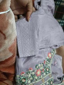 Embroidered Lavender Kurta Set