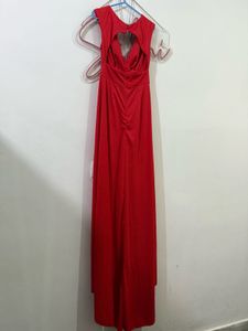Red Maxi Tail Slit Backless dress for shoot/event