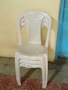 White Plastic Stacking Chairs (Set of 3)