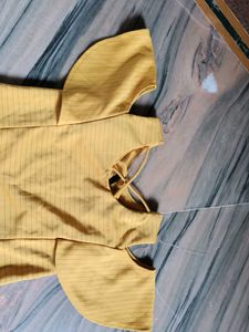 Yellow Cold Shoulder Top