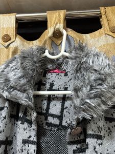 Patterned Fur Collar Unisex Jacket