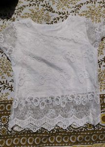 White Lace Short Sleeve Top