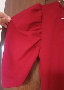 Deep Red Puff Sleeve Top
