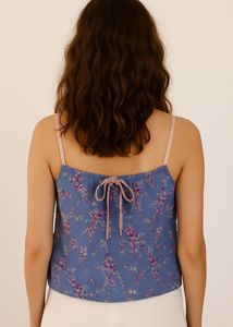 Floral Camisole with Lace Neckline