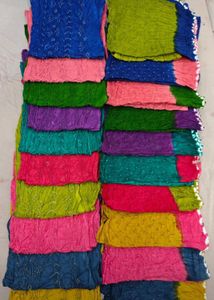 Premium 2-Colour Tie Dye Bandhni Dress Materials